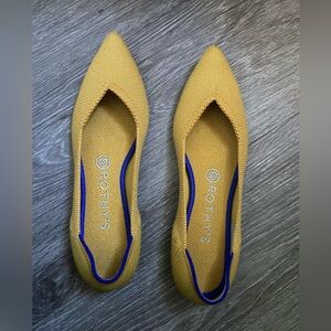 Rothy's Women's Mustard Yellow Flats with Blue Trim